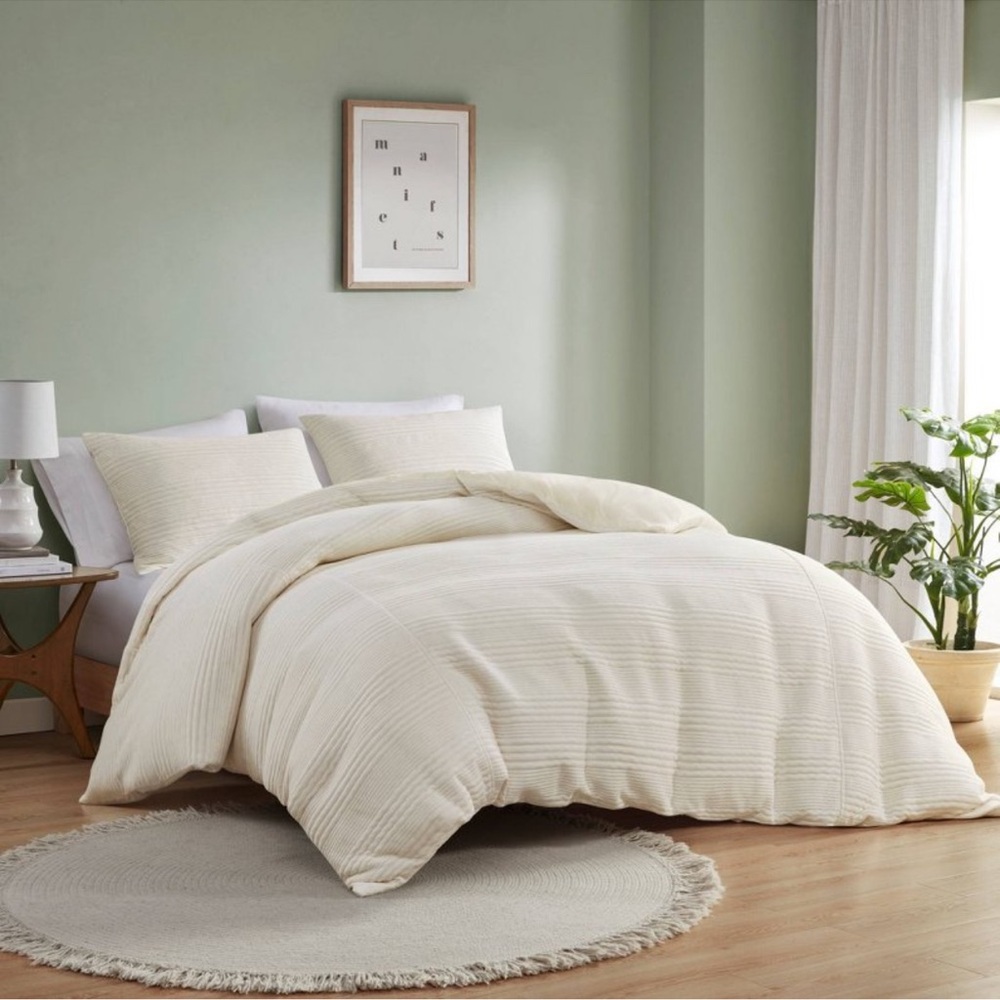 Urban Habitat 3 pc California King Finley Knitted Jersey Duvet Cover Set Ivory